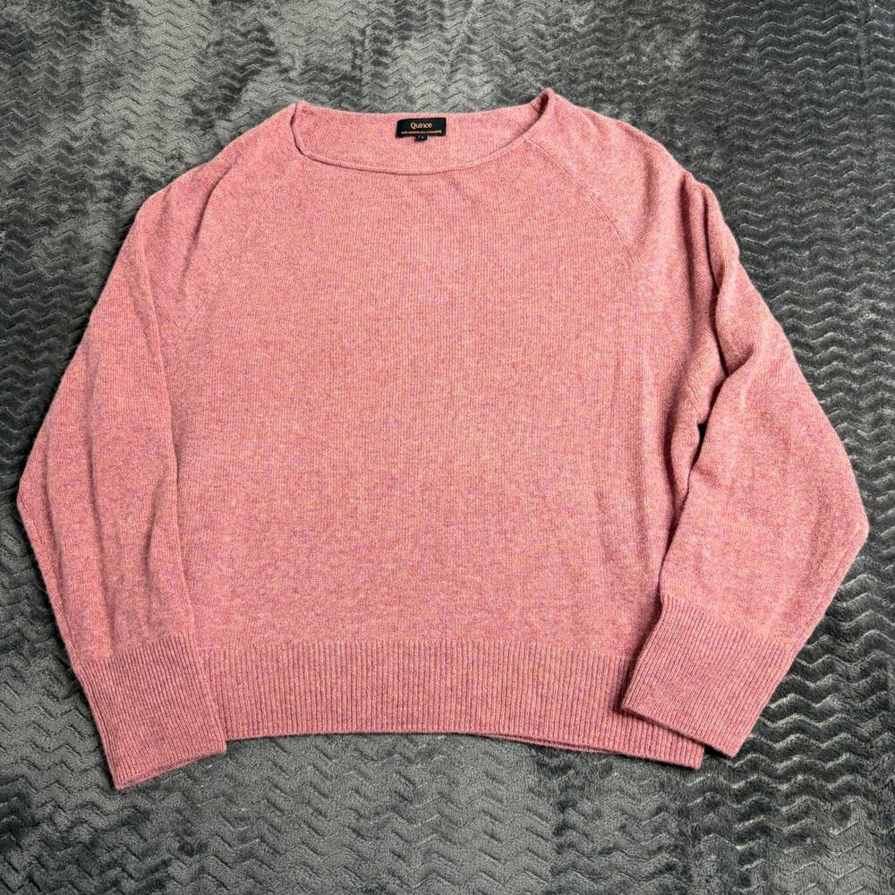 Quince Women's 100% Mongolian Cashmere Boatneck Sweater Size L Pink